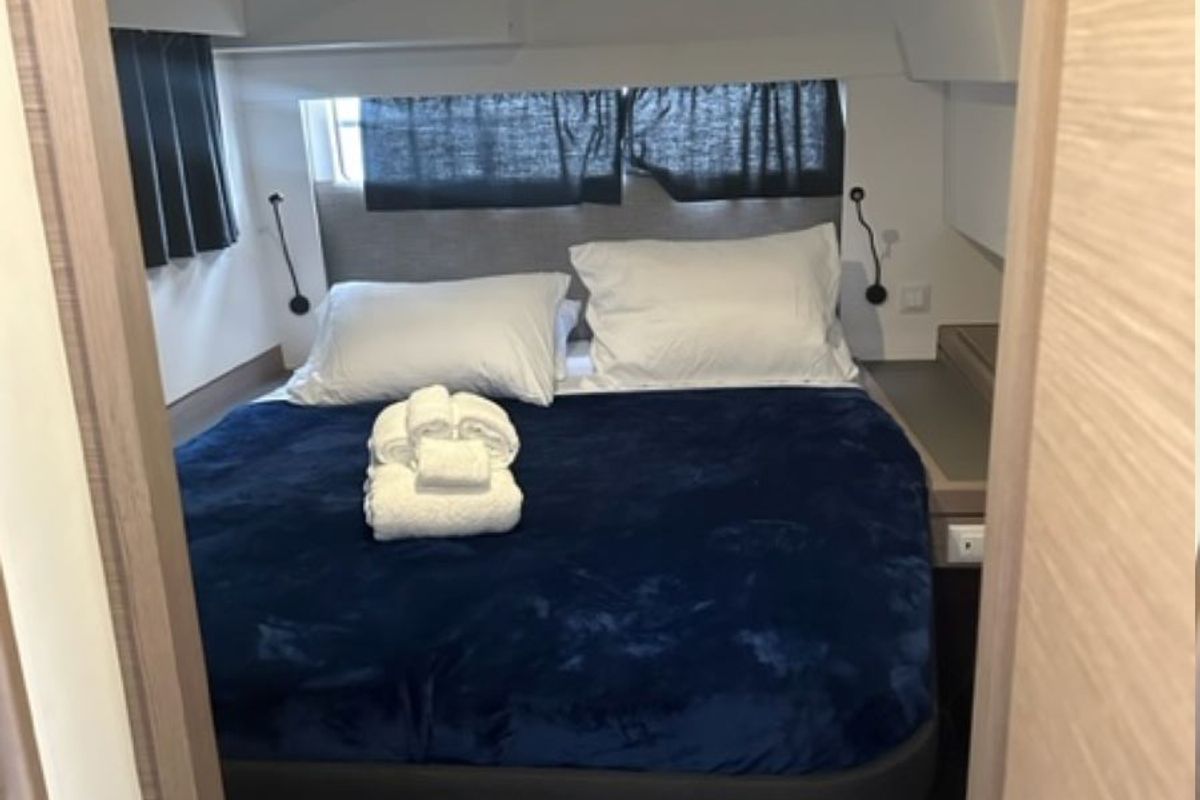Cabin on Zensation, a Fountaine Pajot Tanna 47 catamaran at Chesapeake, United States