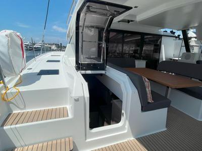Deck of Zensation, a Fountaine Pajot Tanna 47 catamaran at Chesapeake, United States
