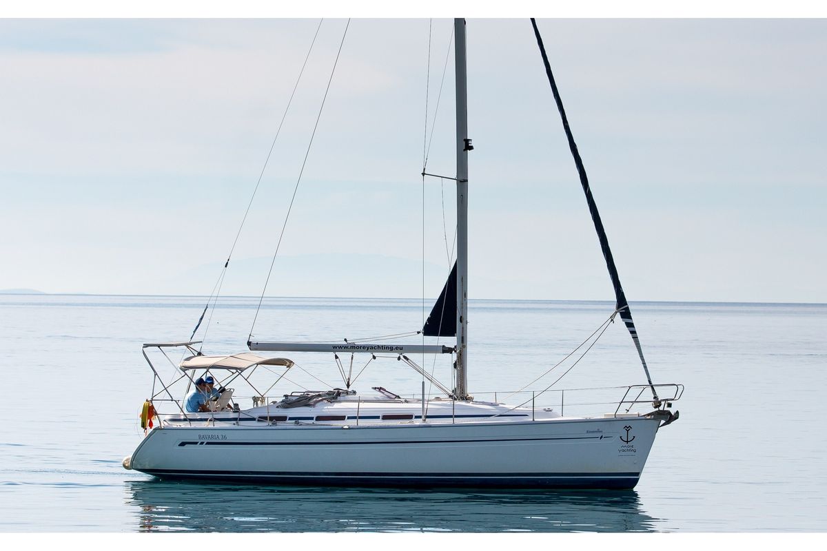 Exterior view of Konstantinos, a Bavaria 36 sailboat at Municipal Unit of Lefkada, Greece