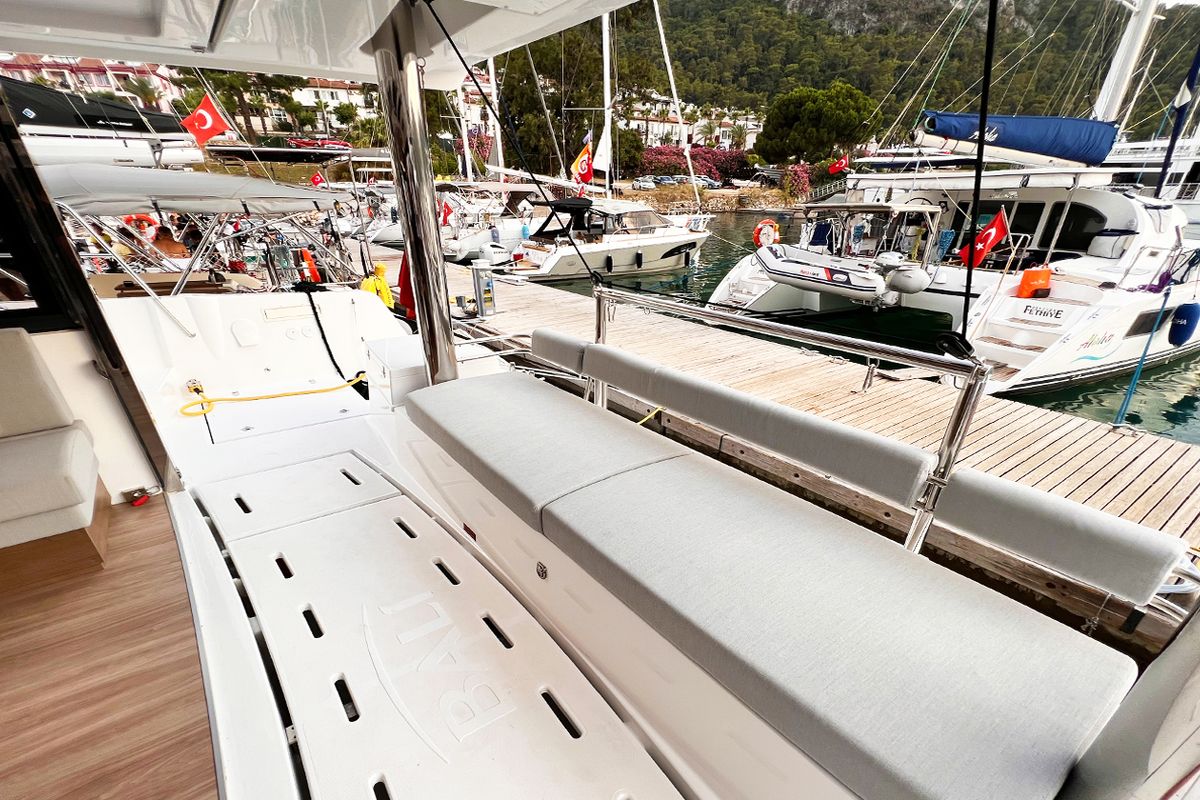 Deck of Bali, a Bali 4.8 catamaran at Fethiye, Turkey