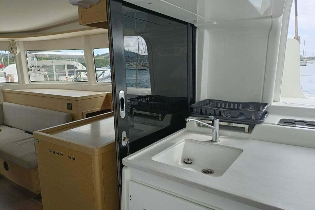 Galley of Dare, a Lagoon 46 catamaran at Le Marin, France