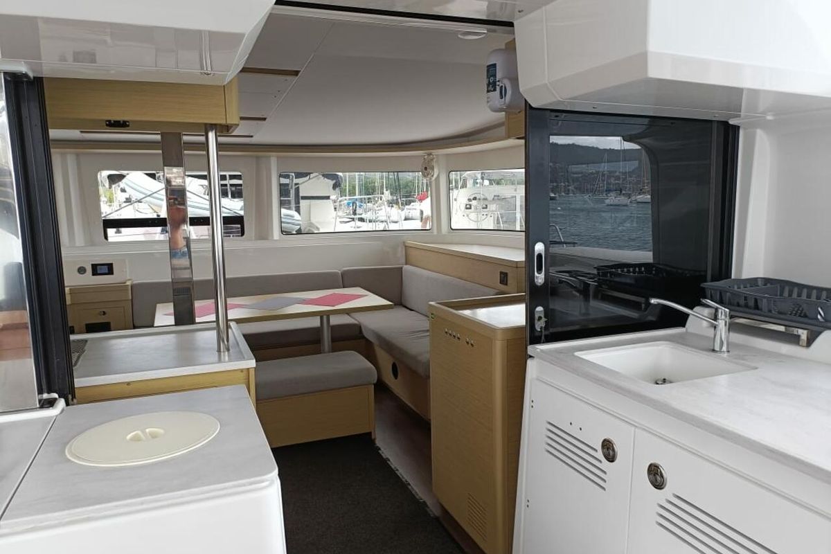 Galley of Dare, a Lagoon 46 catamaran at Le Marin, France