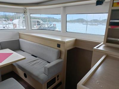 Salon of Dare, a Lagoon 46 catamaran at Le Marin, France