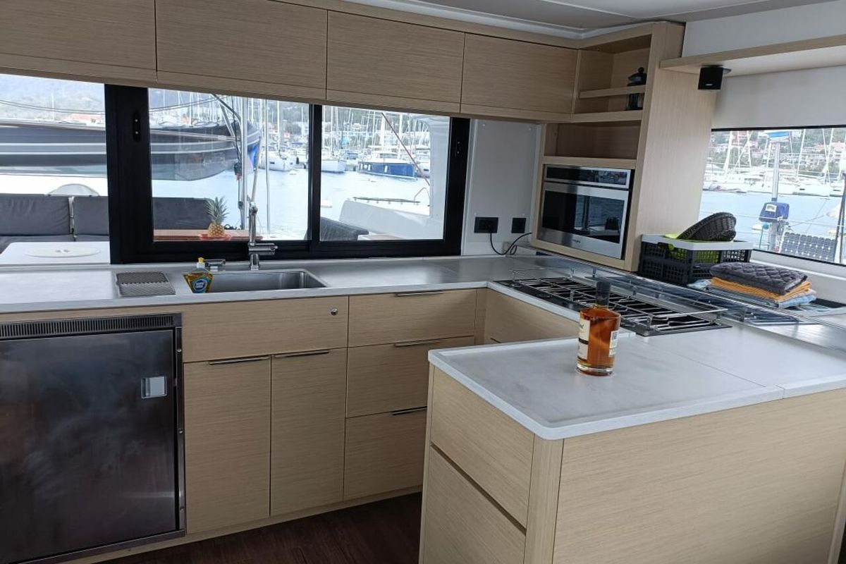 Galley of Dare, a Lagoon 46 catamaran at Le Marin, France