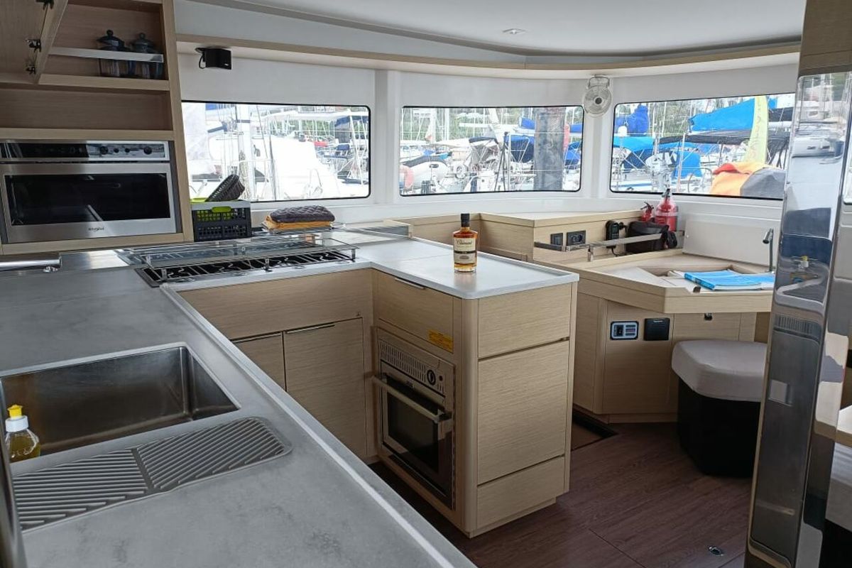 Galley of Dare, a Lagoon 46 catamaran at Le Marin, France