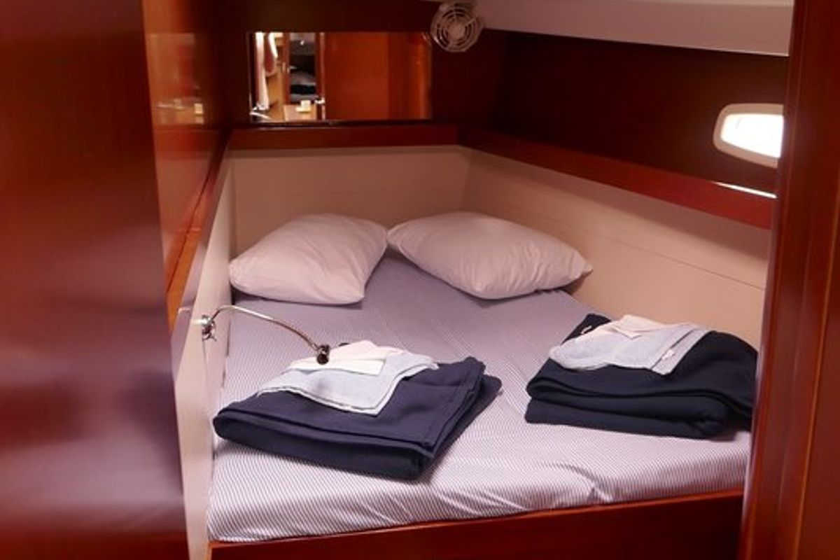 Cabin on Promise, a Beneteau Oceanis 50 sailboat at Lavreotiki Municipal Unit, Greece