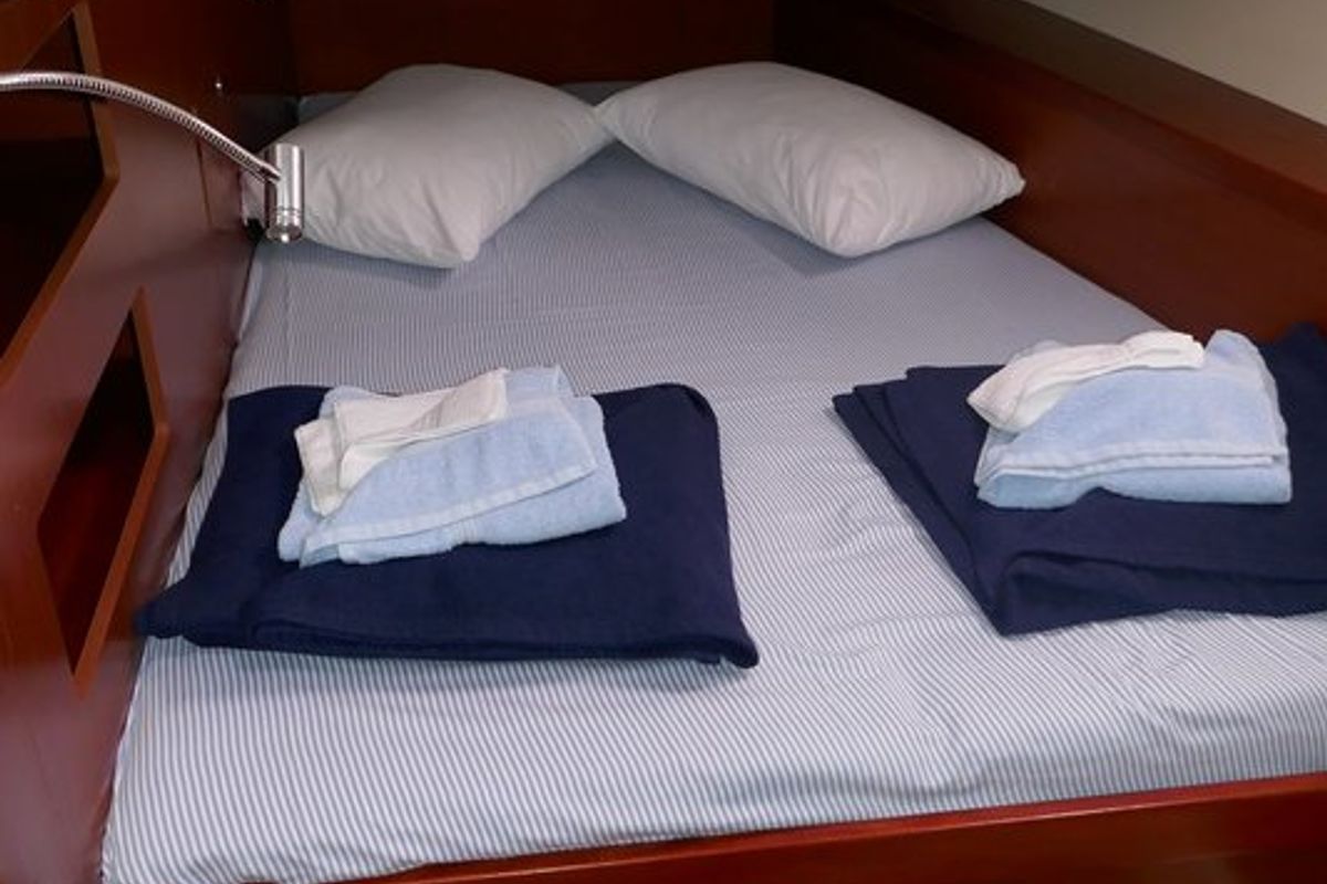 Cabin on Promise, a Beneteau Oceanis 50 sailboat at Lavreotiki Municipal Unit, Greece