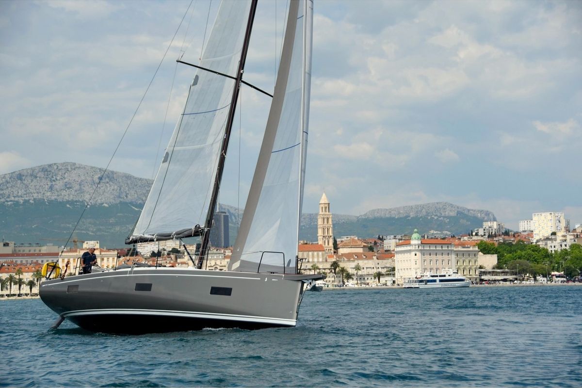 Exterior view of CHECKMATE, a Beneteau First 44 sailboat at Split, Croatia