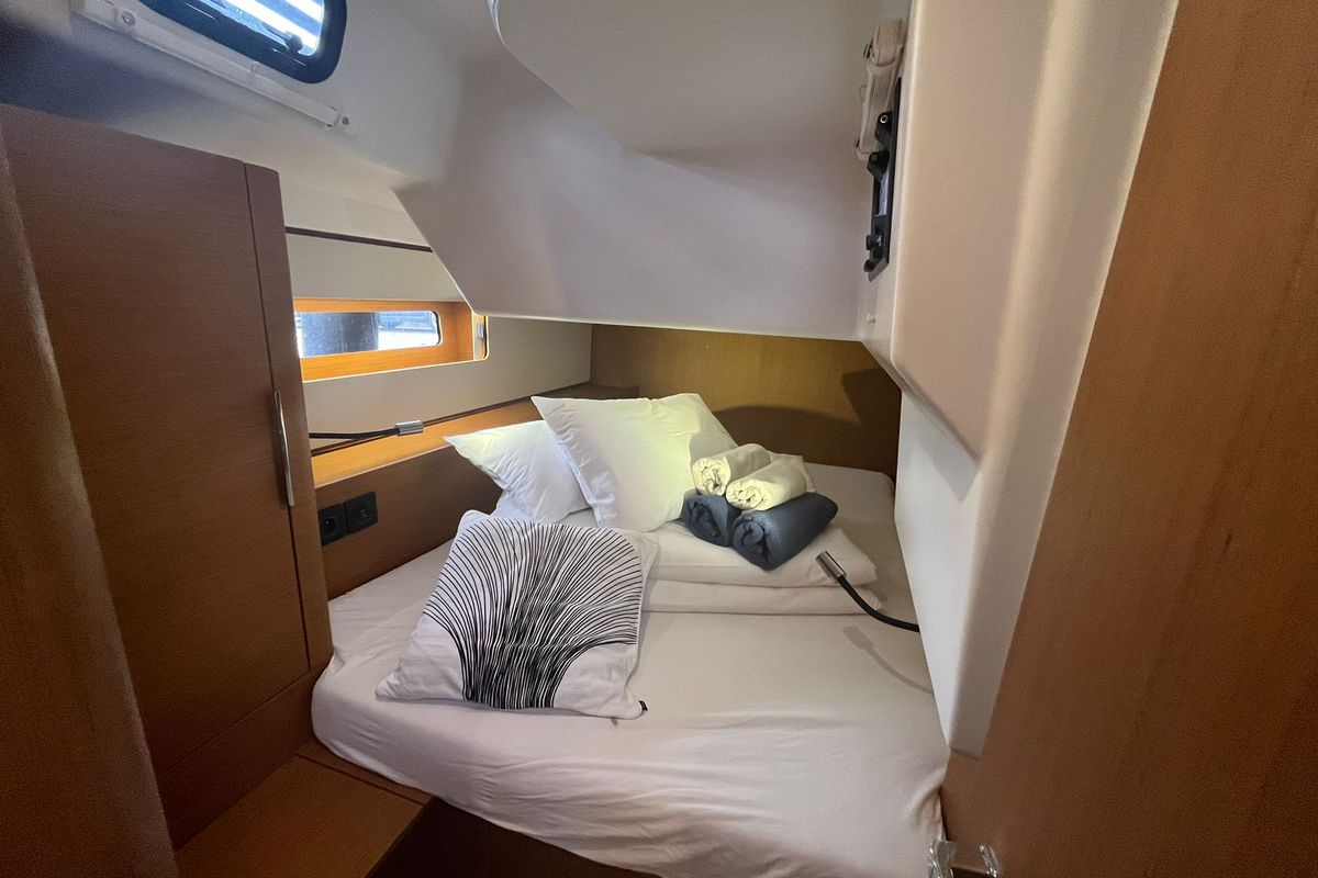 Cabin on CHECKMATE, a Beneteau First 44 sailboat at Split, Croatia