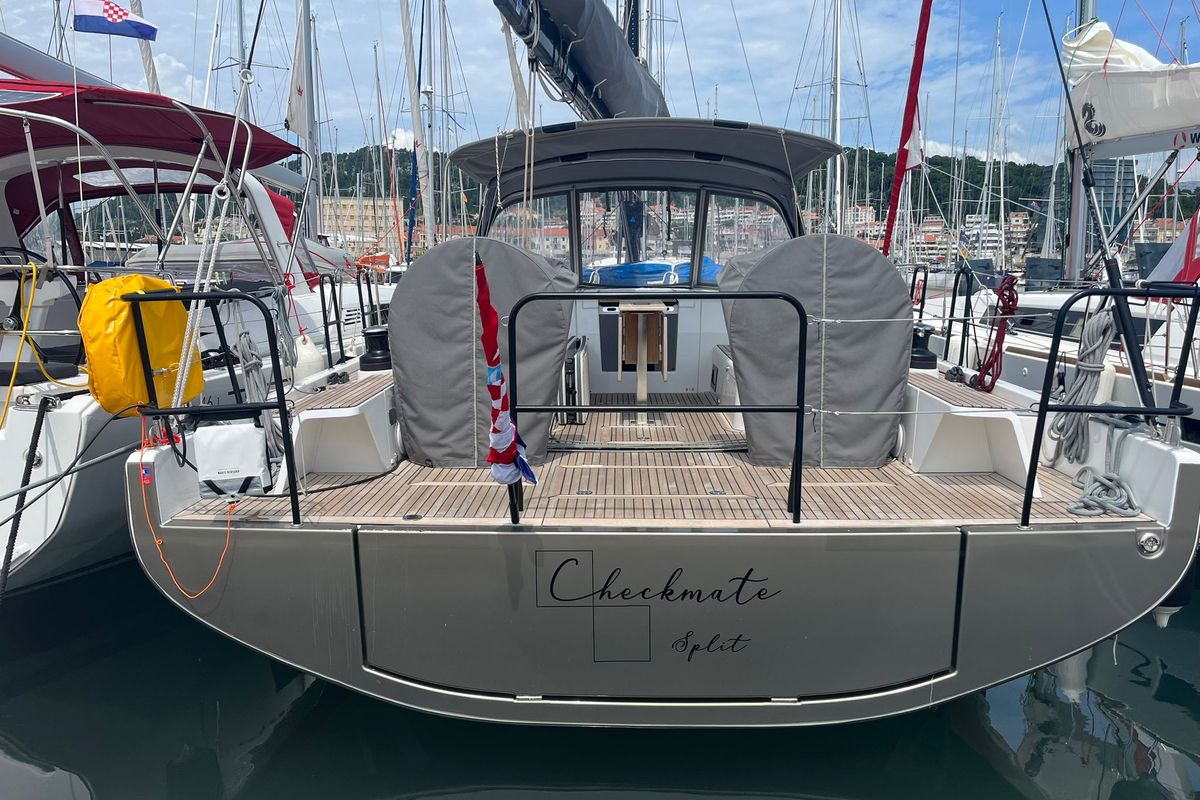 Exterior view of CHECKMATE, a Beneteau First 44 sailboat at Split, Croatia