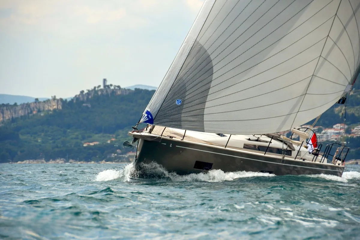Exterior view of CHECKMATE, a Beneteau First 44 sailboat at Split, Croatia