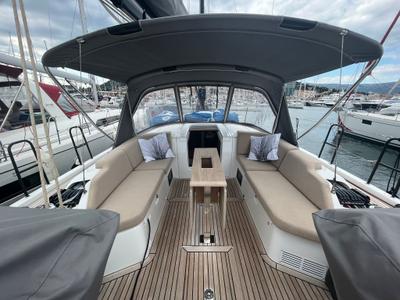 Deck of CHECKMATE, a Beneteau First 44 sailboat at Split, Croatia