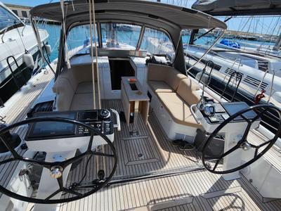 Cockpit of CHECKMATE, a Beneteau First 44 sailboat at Split, Croatia