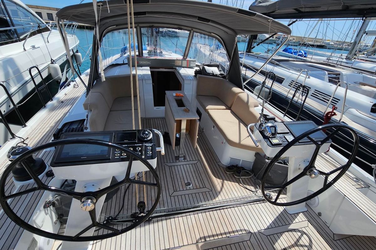 Cockpit of CHECKMATE, a Beneteau First 44 sailboat at Split, Croatia