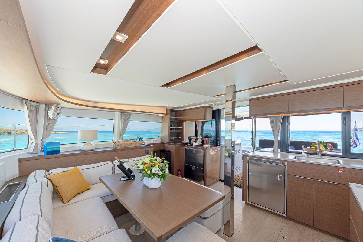 Salon of My Star, a Lagoon 46 catamaran at Athens, Greece