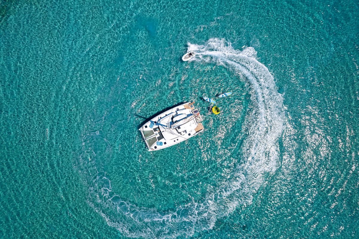 Exterior view of My Star, a Lagoon 46 catamaran at Athens, Greece