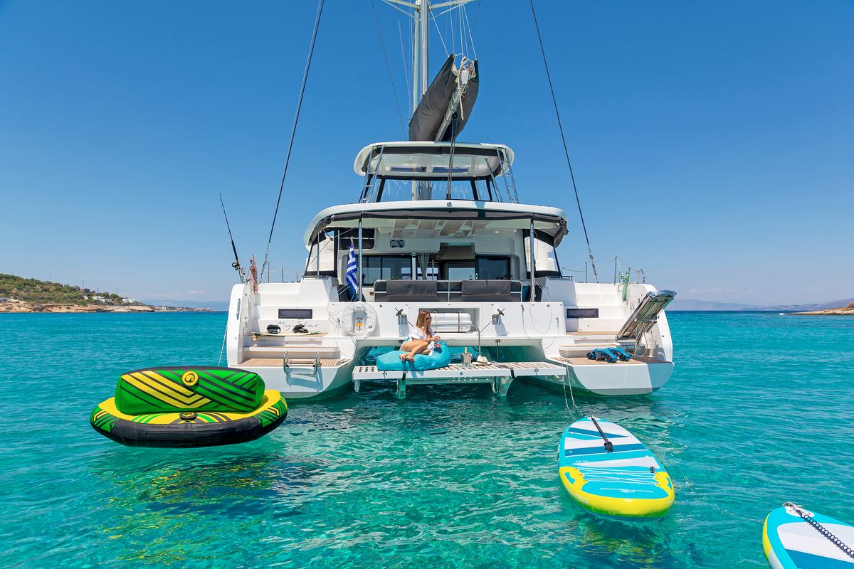 Exterior view of My Star, a Lagoon 46 catamaran at Athens, Greece