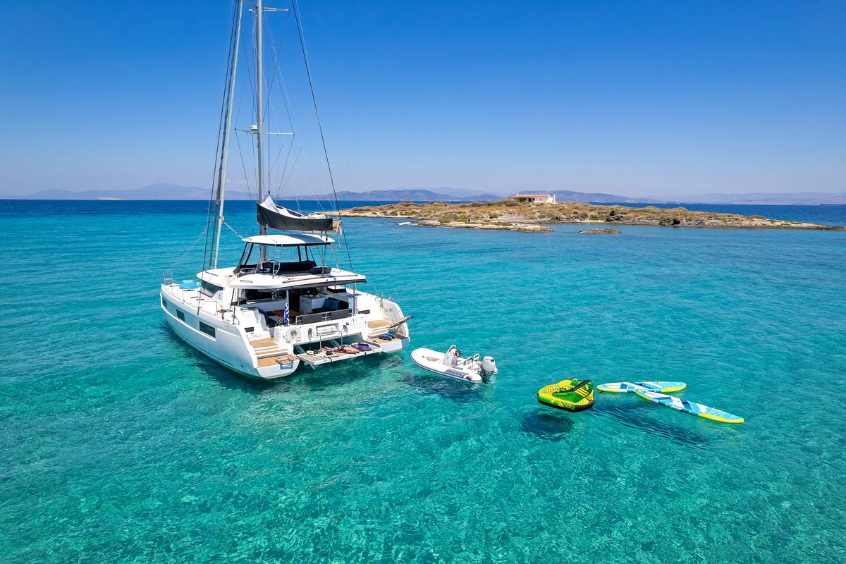 Exterior view of My Star, a Lagoon 46 catamaran at Athens, Greece