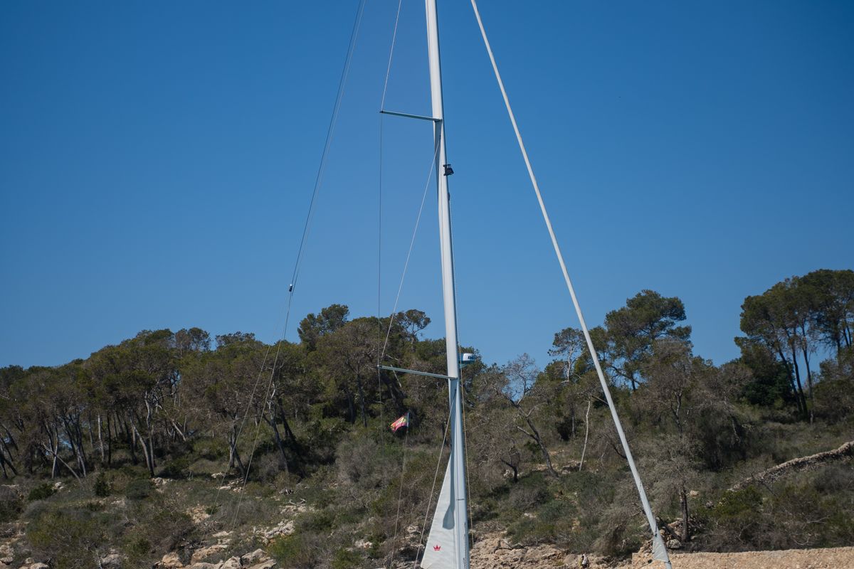 Ostwind III, a Bavaria C46 sailboat at Cala Egos, Spain