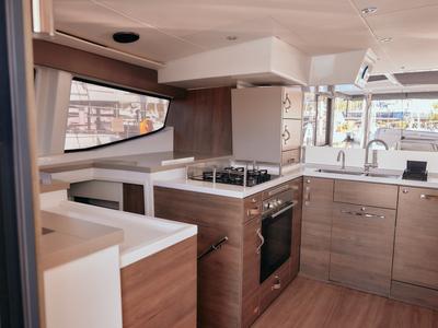 Galley of Virgo, a Bali 4.8 catamaran at Marmaris, Turkey
