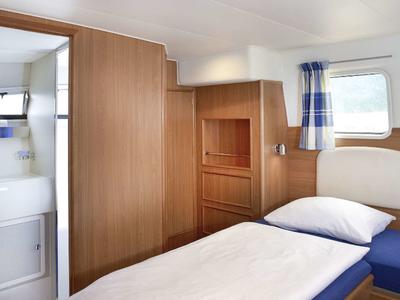 Cabin on E300-2, a Pénichette Europa E.300 motorboat at Loosdrecht, Netherlands
