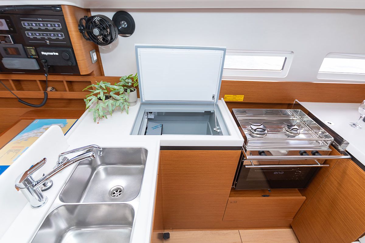 Galley of Oskar, a Jeanneau Sun Odyssey 410 sailboat at Primošten, Croatia