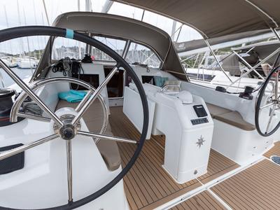 Cockpit of Oskar, a Jeanneau Sun Odyssey 410 sailboat at Primošten, Croatia