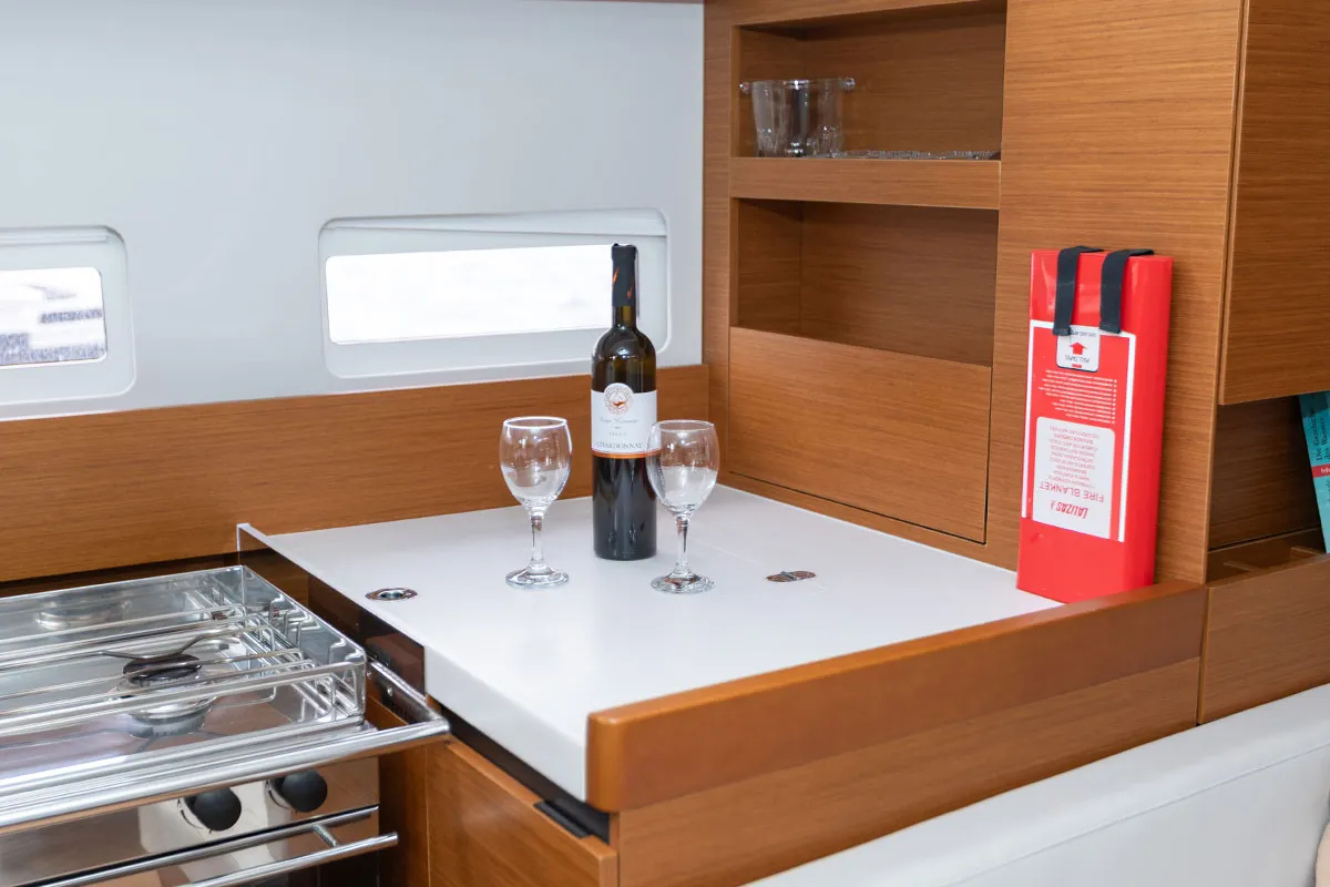 Galley of Oskar, a Jeanneau Sun Odyssey 410 sailboat at Primošten, Croatia