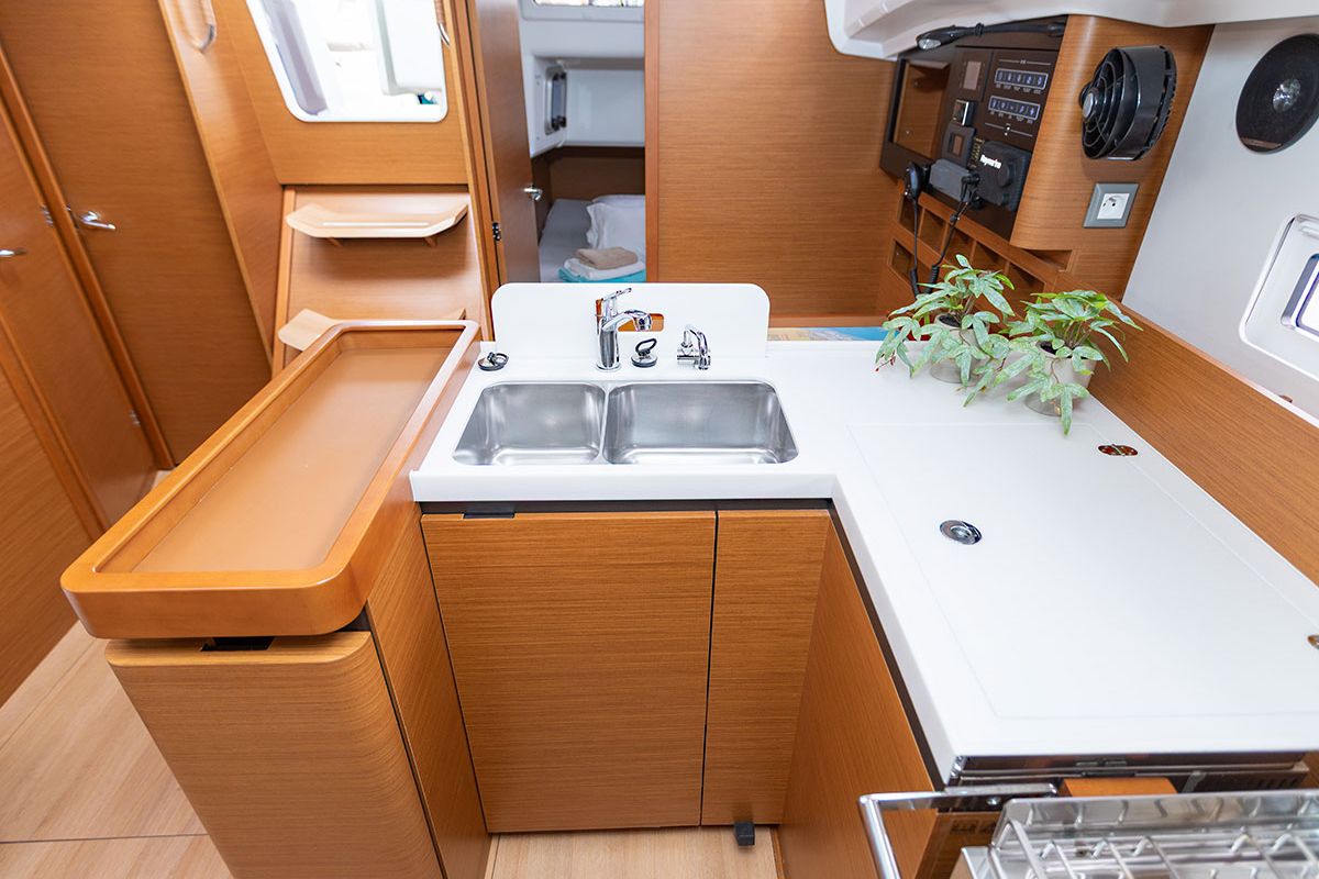 Galley of Oskar, a Jeanneau Sun Odyssey 410 sailboat at Primošten, Croatia