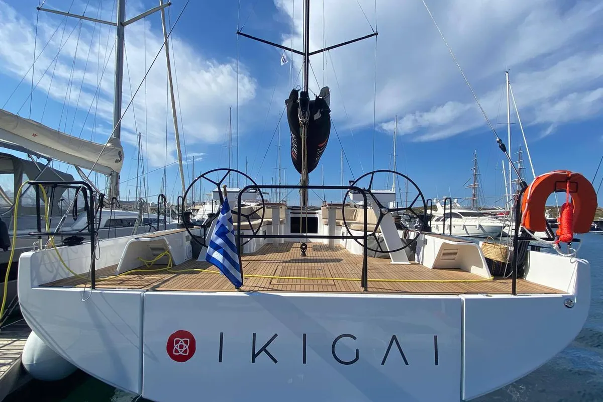 Exterior view of Ikigai, a Beneteau First 53 sailboat at Lavreotiki Municipal Unit, Greece