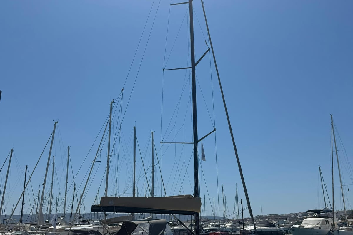 Exterior view of Ikigai, a Beneteau First 53 sailboat at Lavreotiki Municipal Unit, Greece