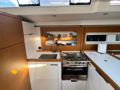 Galley of Ikigai, a Beneteau First 53 sailboat at Lavreotiki Municipal Unit, Greece