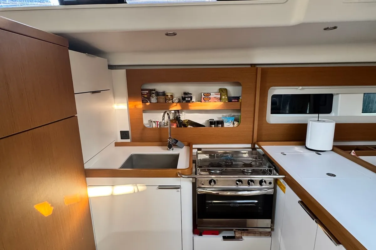 Galley of Ikigai, a Beneteau First 53 sailboat at Lavreotiki Municipal Unit, Greece