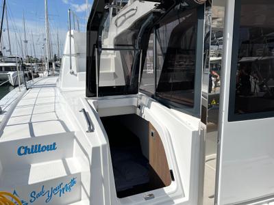Deck of Chillout, a Bali 4.6 catamaran at Athens, Greece