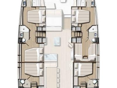 Floor plan of High hopes , a Bali 5.4 catamaran at Road Town, British Virgin Islands