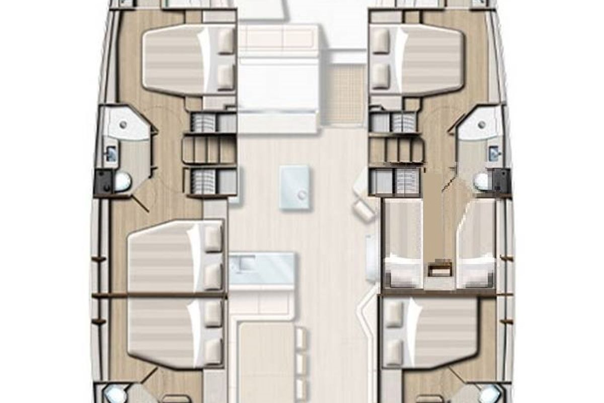 Floor plan of High hopes , a Bali 5.4 catamaran at Road Town, British Virgin Islands