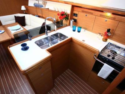 Galley of Afroditi, a Jeanneau Sun Odyssey 39 DS sailboat at Municipal Unit of Palairos, Greece