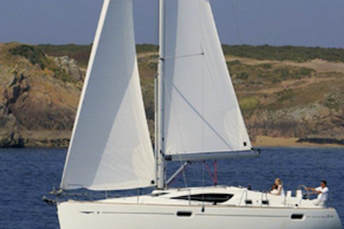 Exterior view of Afroditi, a Jeanneau Sun Odyssey 39 DS sailboat at Municipal Unit of Palairos, Greece