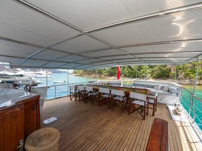 Deck of Tar Su, a Gulet Gulet gulet at Fethiye, Turkey