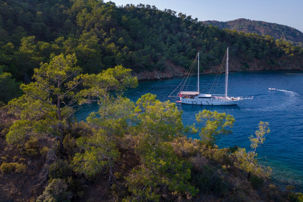 Exterior view of Tar Su, a Gulet Gulet gulet at Fethiye, Turkey