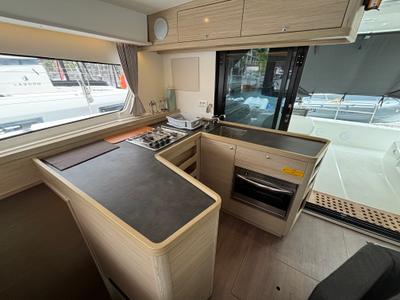 Galley of Victoria, a Lagoon 42 catamaran at Eden Island Marina, Seychelles