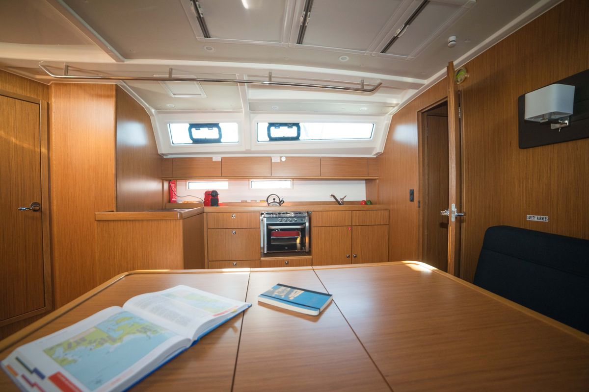 Salon of Charm, a Bavaria Cruiser 46 sailboat at Lavreotiki Municipal Unit, Greece