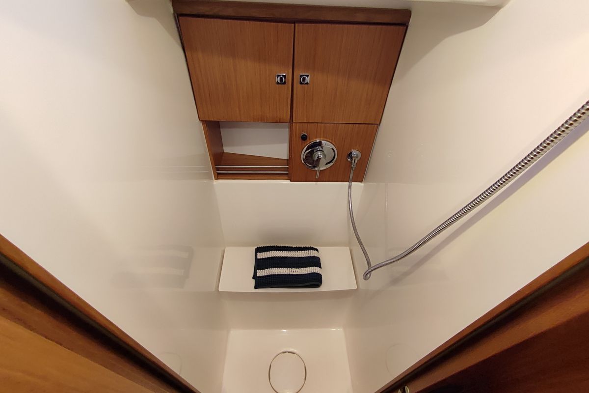 Head on Charm, a Bavaria Cruiser 46 sailboat at Lavreotiki Municipal Unit, Greece