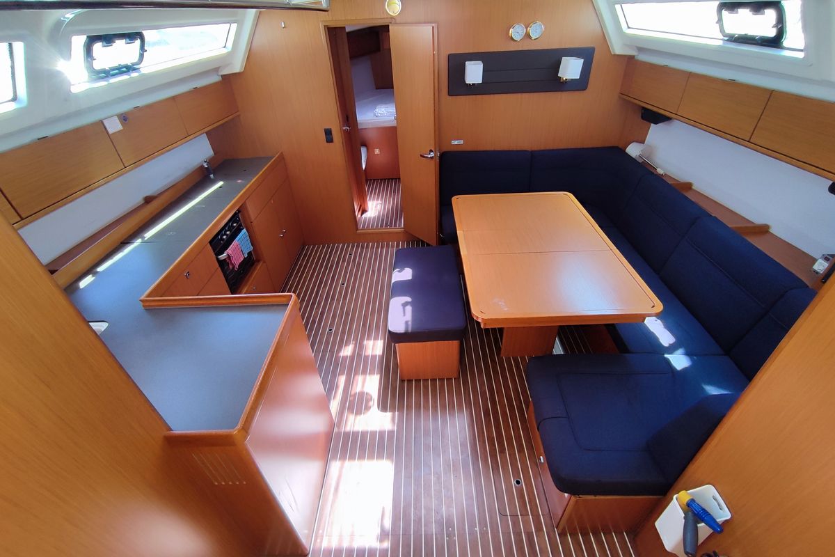 Salon of Charm, a Bavaria Cruiser 46 sailboat at Lavreotiki Municipal Unit, Greece