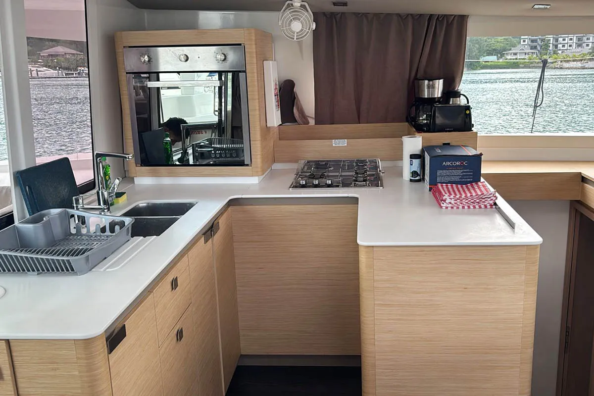 Neza, a Fountaine Pajot Astrea 42 Quatuor catamaran at Seychelles, Eden Island Marina, Seychelles