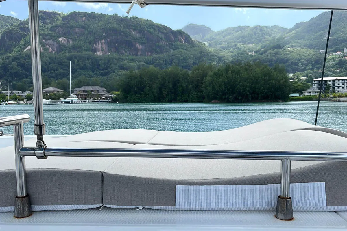 Neza, a Fountaine Pajot Astrea 42 Quatuor catamaran at Seychelles, Eden Island Marina, Seychelles
