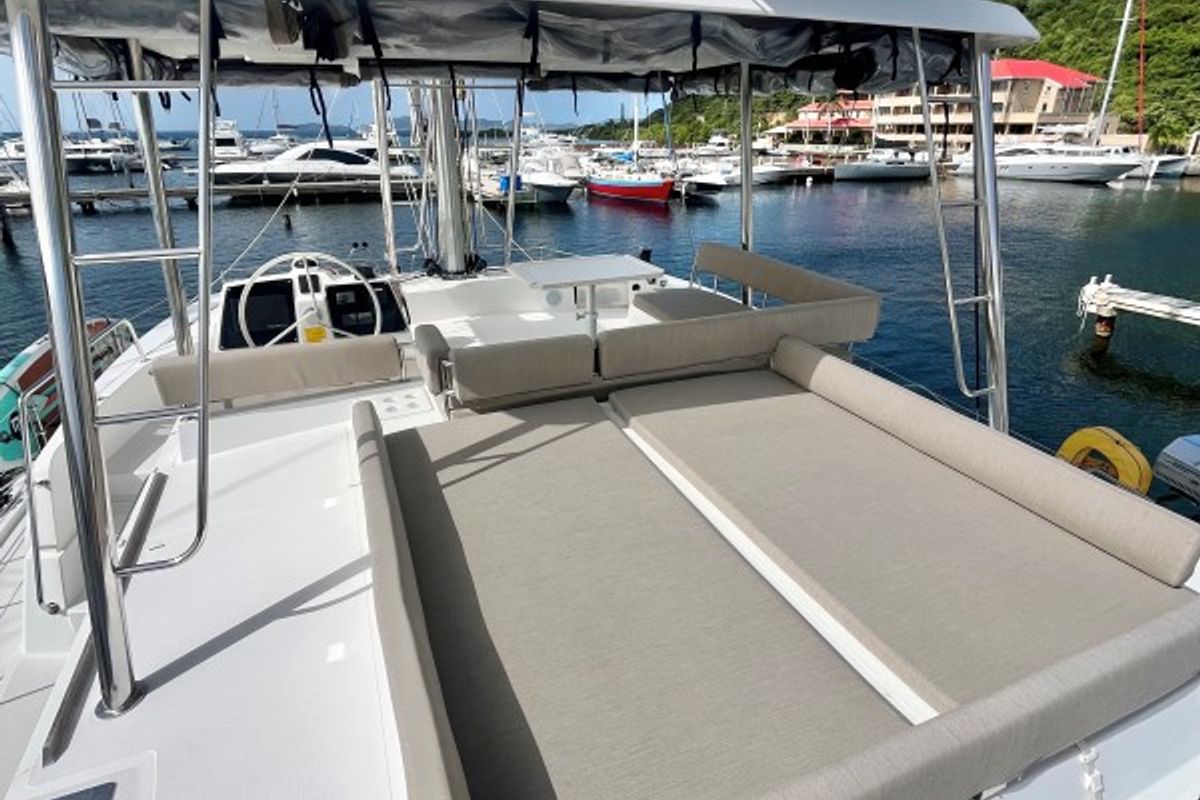 Cockpit of Sea Dog, a Bali 4.6 catamaran at Parham Town, British Virgin Islands