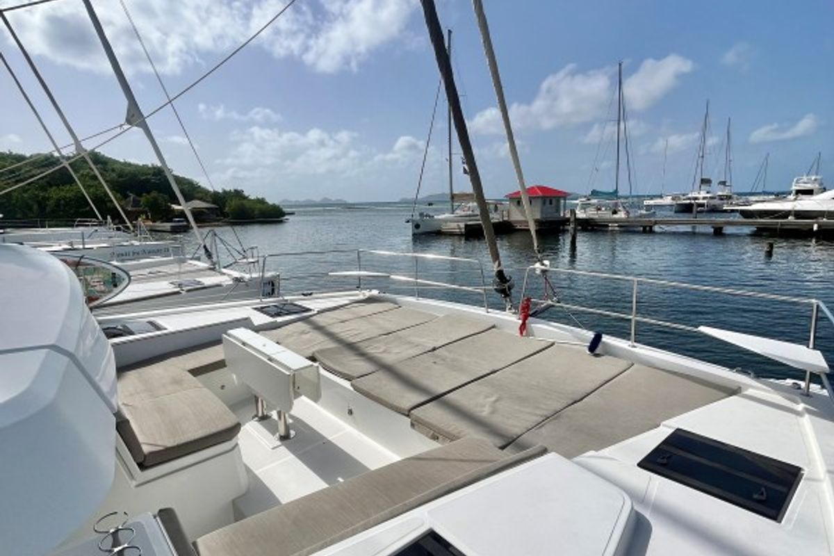 Deck of Sea Dog, a Bali 4.6 catamaran at Parham Town, British Virgin Islands