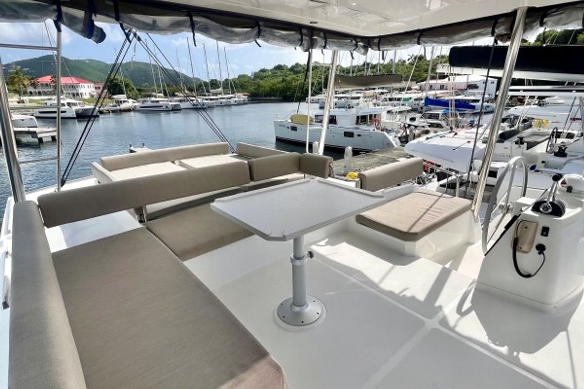 Deck of Sea Dog, a Bali 4.6 catamaran at Parham Town, British Virgin Islands
