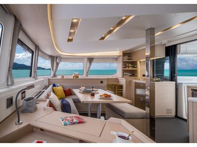 Salon of Hydra XIV, a Lagoon 46 catamaran at Municipal Unit of Lefkada, Greece